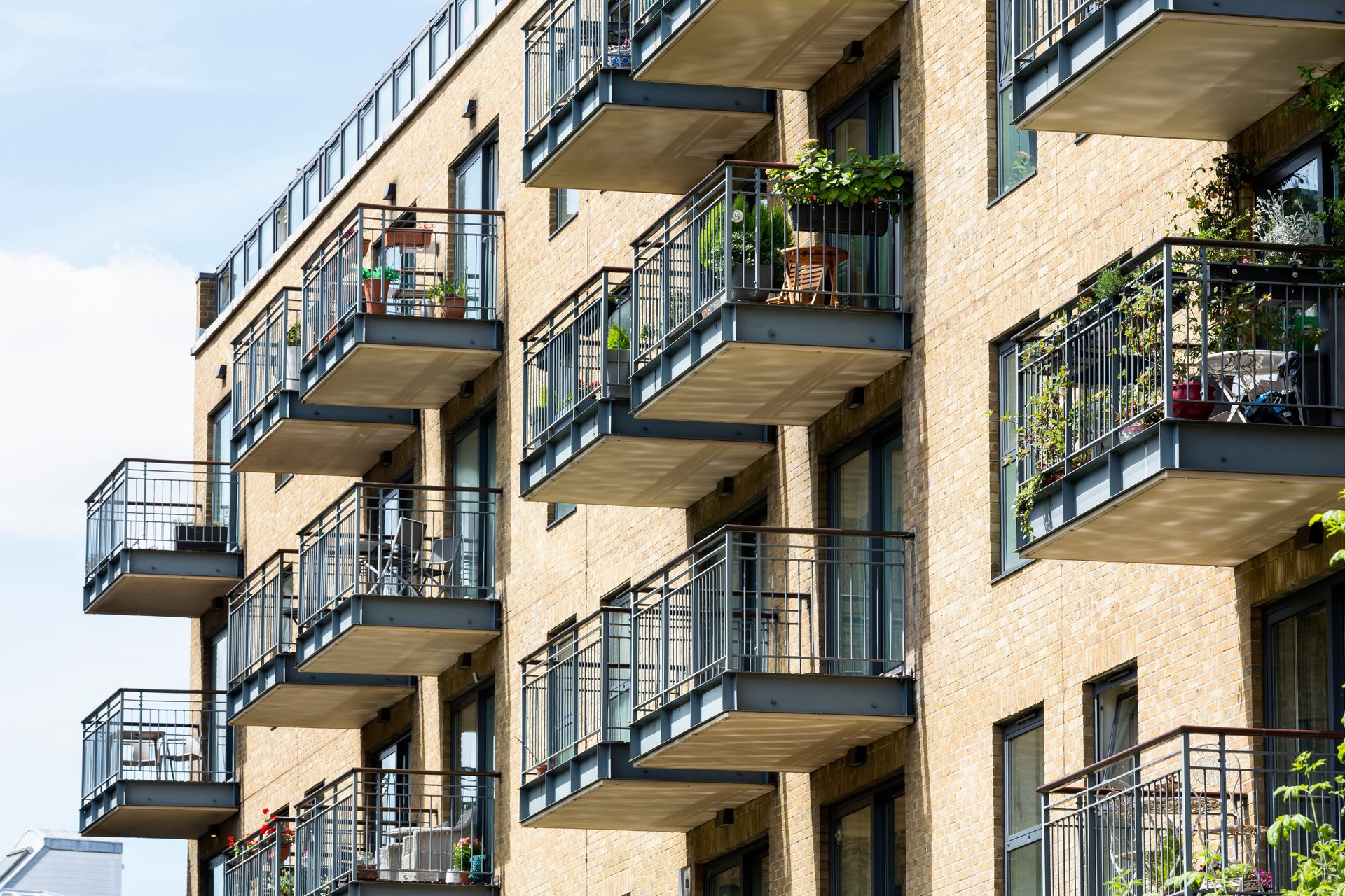 Typical riverside balconies in London